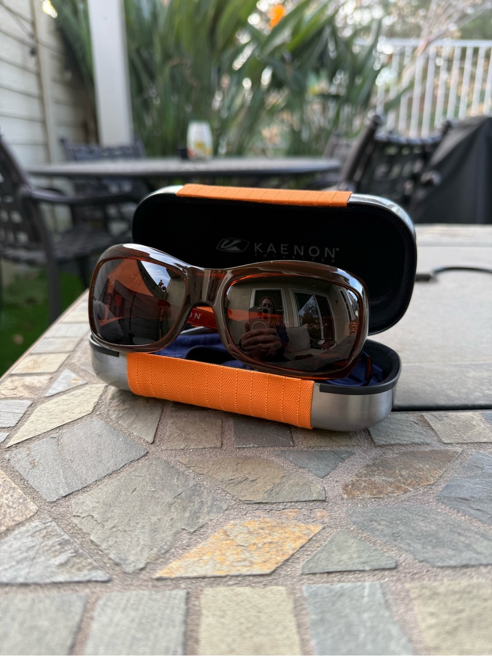 KAENON Georgia Brown Polarized Sunglasses with Orange Case